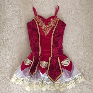 red, white, & gold ballet costume w/ accessories